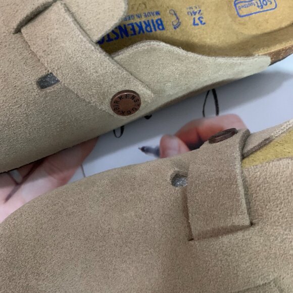 Birkenstock Boston Men's/Women's Soft Footbed Taupe Suede Leather Clogs Shoes - Picture 5 of 5